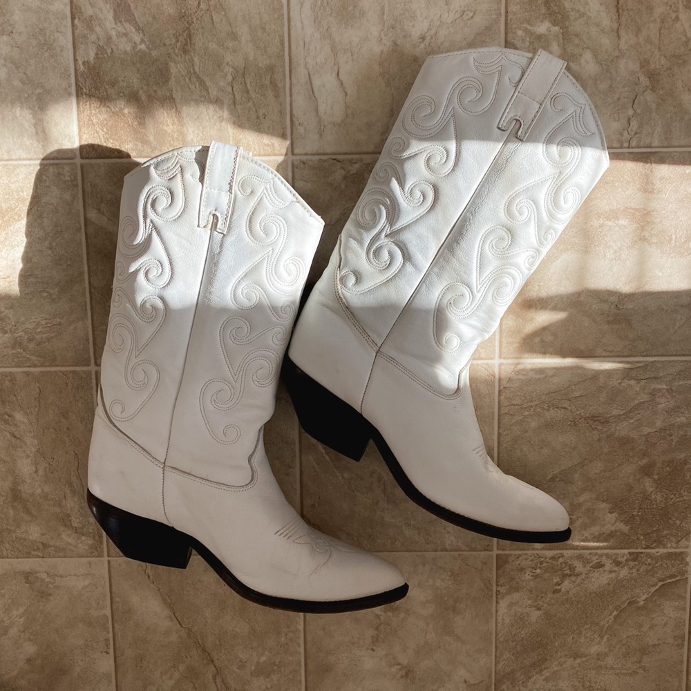 Vintage White Cowboy Boots by Zodiac